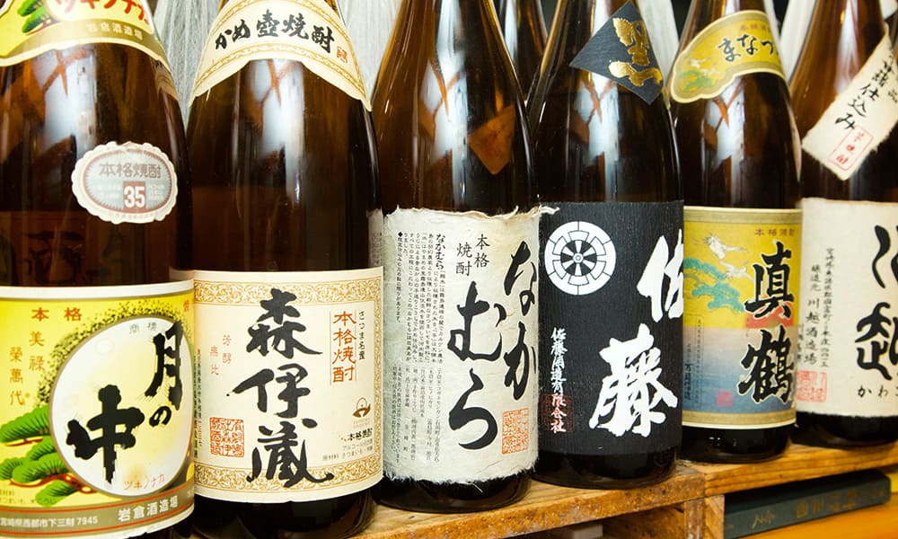 Sato, Nakamura, Moriizo等各種受歡迎的燒酒
